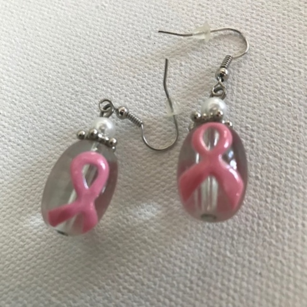 Breast Cancer Awareness Earrings Pink Handmade New